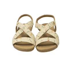 Sandália Usaflex R1874 Couro Natural estampado Bege