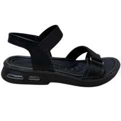 Sandália Usaflex UD1400 Couro Natural com elásticos Preto