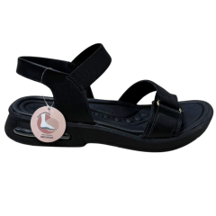 Sandália Usaflex UD1400 Couro Natural com elásticos Preto