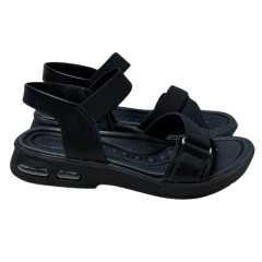 Sandália Usaflex UD1400 Couro Natural com elásticos Preto