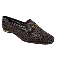 Sapatilha Jorge Bischoff J24684 Loafer em Couro Tramado Café