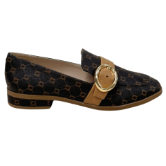 Sapatilha Luz da Lua 60390019 Loafer Couro Monograma Café