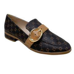 Sapatilha Luz da Lua 60390019 Loafer Couro Monograma Café