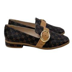 Sapatilha Luz da Lua 60390019 Loafer Couro Monograma Café