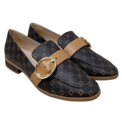 Sapatilha Luz da Lua 60390019 Loafer Couro Monograma Café