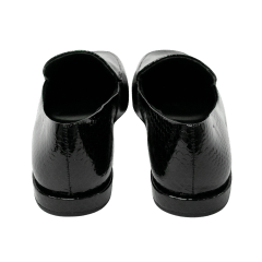Sapatilha Usaflex AL1801 Loafer Couro Natural Verniz Preto
