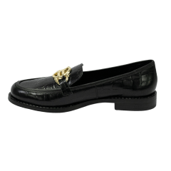 Sapato Jorge Bischoff J18524001001 Loafer em Couro com textura Croco Preto