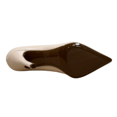 Sapato Luz da Lua 52951500 Scarpin em Couro Natural Bege