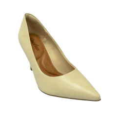 Sapato Usaflex AD0601021 Scarpin em Couro Natural Vanilla Baunilha