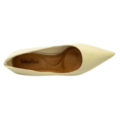 Sapato Usaflex AD0601021 Scarpin em Couro Natural Vanilla Baunilha