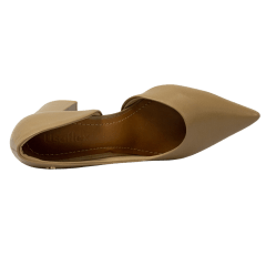 Sapato Usaflex AH0508006 Scarpin em couro natural com salto Bloco Caramelo