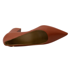 Sapato Usaflex AH0511 Couro natural com salto bloco Terracota