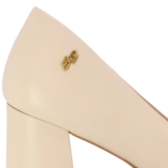 Sapato Usaflex AH0511 Scarpin salto Bloco em Couro Natural