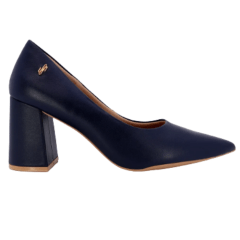 Sapato Usaflex AH0511 Scarpin salto Bloco em Couro Natural
