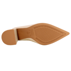 Sapato Usaflex AH0511 Scarpin salto Bloco em Couro Natural
