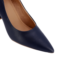 Sapato Usaflex AH0511 Scarpin salto Bloco em Couro Natural