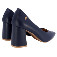 Sapato Usaflex AH0511 Scarpin salto Bloco em Couro Natural