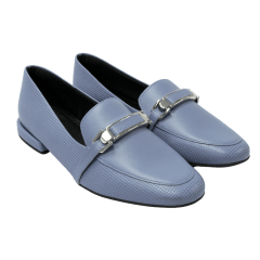 Sapato Usaflex AI2206 Loafer em couro Natural Azul Retrô