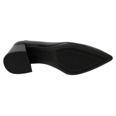 Sapato Usaflex AK0201 Scarpin em Couro Natural Salto Bloco Preto