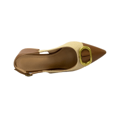 Sapato Usaflex AK0204 SlingBack com salto Bloco Canela