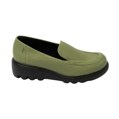 Sapato Usaflex AL1501004 Loafer em Couro Verde Militar