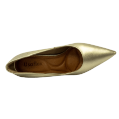 Sapato Usaflex AD0601001 Scarpin Clássico em Couro Natural Prata Velho