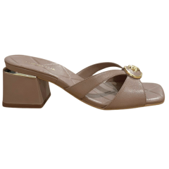 Tamanco Luz da Lua 80970004 Couro Natural Saara Mousse