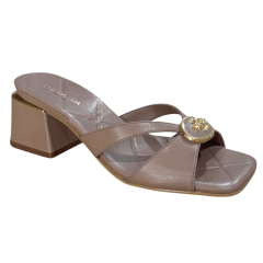 Tamanco Luz da Lua 80970004 Couro Natural Saara Mousse