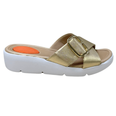 Tamanco Usaflex AL4300 Couro Natural Dourado