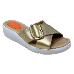 Tamanco Usaflex AL4300 Couro Natural Dourado