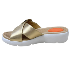 Tamanco Usaflex AL4300 Couro Natural Dourado