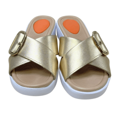 Tamanco Usaflex AL4300 Couro Natural Dourado