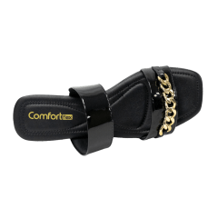 Tamanco ComfortFlex 21-76702 Napa Verniz Black com Correntes