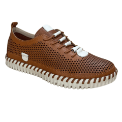 Tênis Bottero 374110 Twister Couro Natural Burnish Caramelo