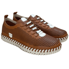 Tênis Bottero 374110 Twister Couro Natural Burnish Caramelo