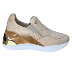 Tênis Luz da Lua 58120017 Couro Natural Saara Puntini Bege