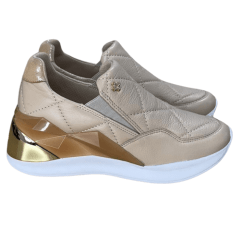 Tênis Luz da Lua 58120017 Couro Natural Saara Puntini Bege