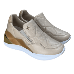 Tênis Luz da Lua 58120017 Couro Natural Saara Puntini Bege