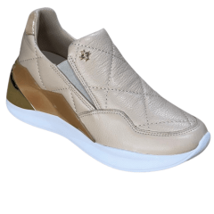 Tênis Luz da Lua 58120017 Couro Natural Saara Puntini Bege