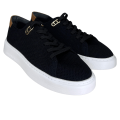 Tênis Luz da Lua 80620006 tecido Knit Vitelo Preto