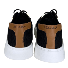 Tênis Luz da Lua 80620006 tecido Knit Vitelo Preto