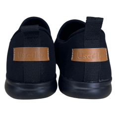 Tênis Usaflex AF0607 Tecido Elastano Slip On Preto