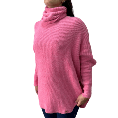 Blusa Anselmi 19050 Maxi Pull com gola Rosa