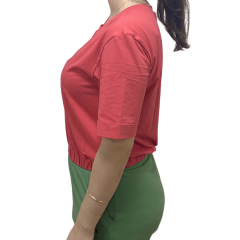 Blusa Praxis V25156 Cropped em Algodão Egípcio