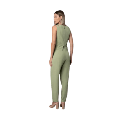 Blusa Rosa Tatuada 10532 Vancouver Detalhe de Botão na Alça Verde Menta