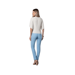 Blusa Rosa Tatuada 10548 Linho com Pregas na Frente