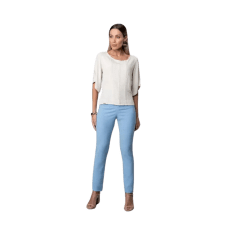 Blusa Rosa Tatuada 10548 Linho com Pregas na Frente