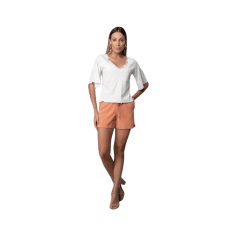 Blusa Rosa Tatuada 10550 Soul Detalhe Cordas Linho