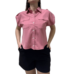 Camisa Rosa Tatuada 10552 Supreme Flow Bolsos Rosa Jass
