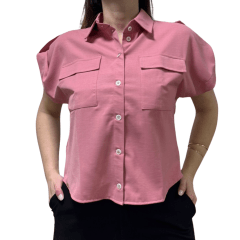 Camisa Rosa Tatuada 10552 Supreme Flow Bolsos Rosa Jass